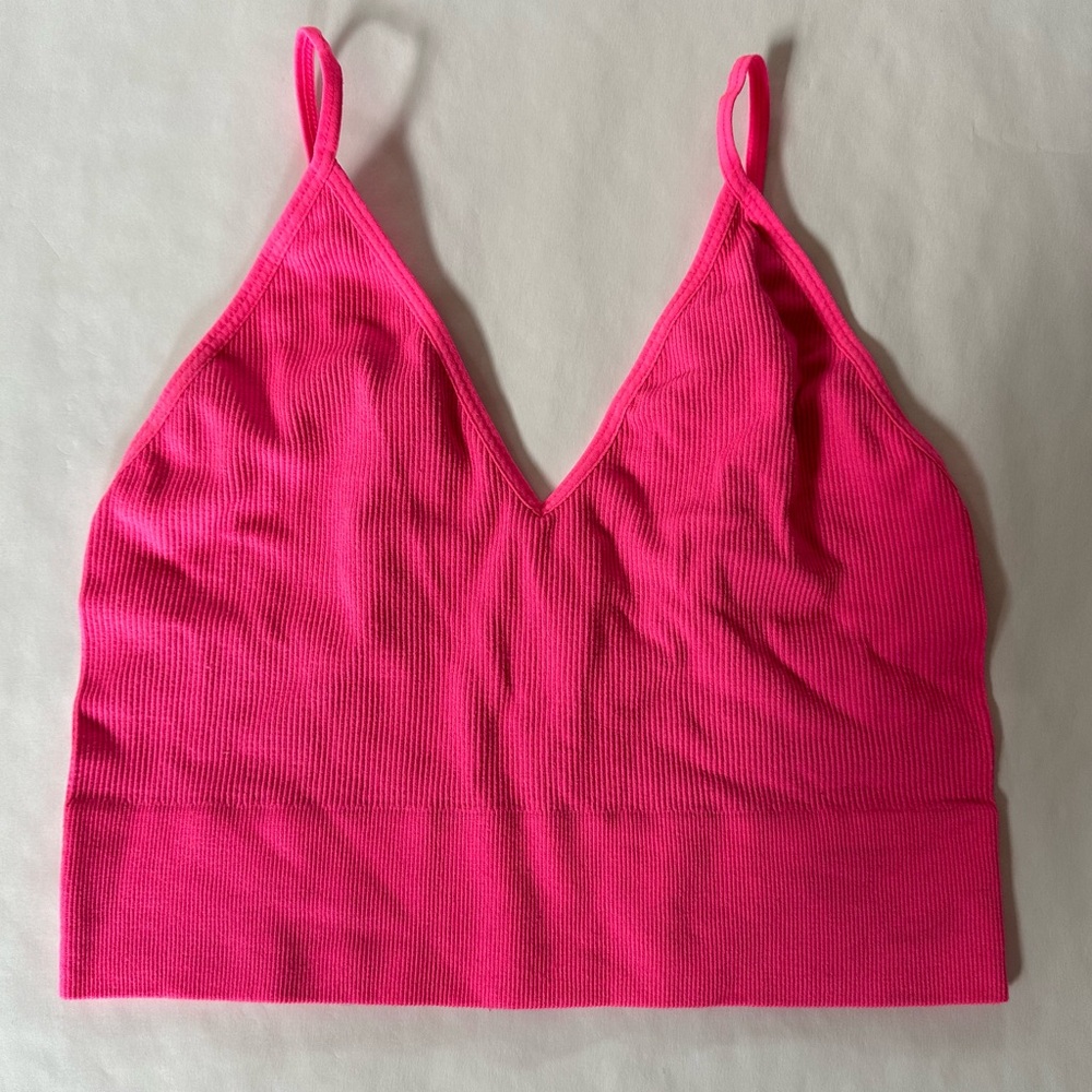 Medium Hot Pink Ribbed Crop top